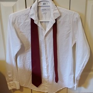 Boys white dress shirt with maroon tie